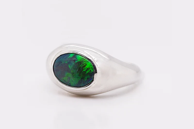 Duke Ring Sterling Silver with 1.82ct dark opal