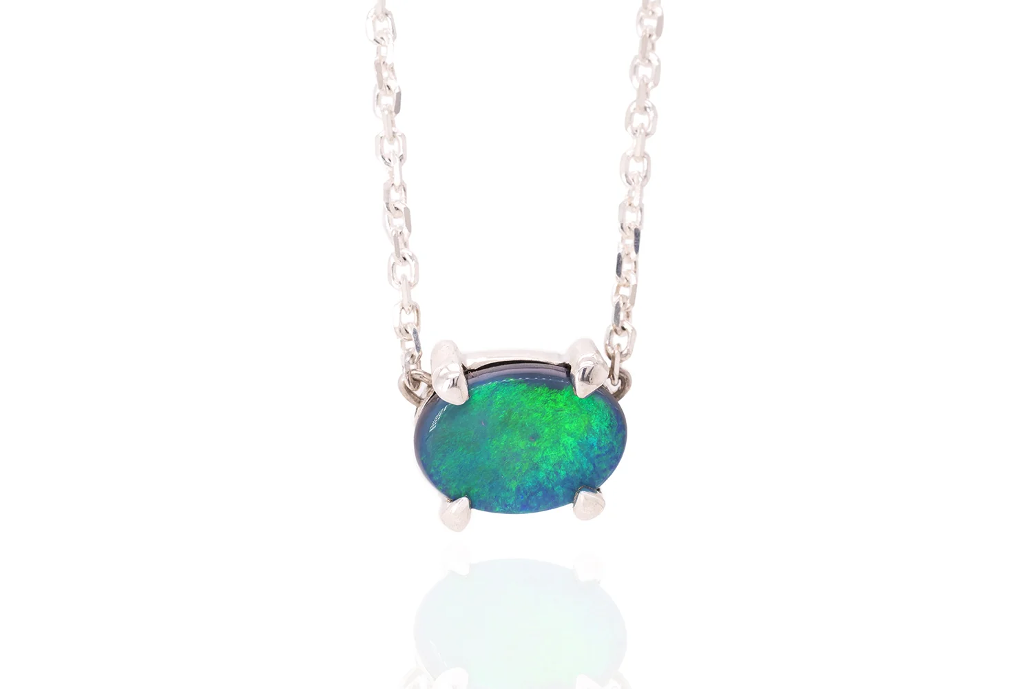 Ruthie — Sterling Silver 1.40 ct Black Opal Necklace