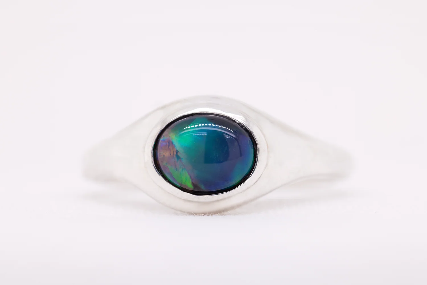 Stephanie Ring Sterling Silver with 1.15 ct Black Opal