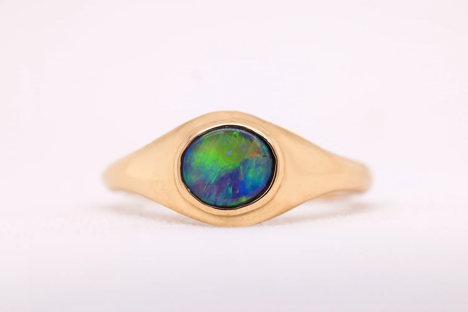 Stephanie Ring Yellow Gold with 0.56ct Black Opal