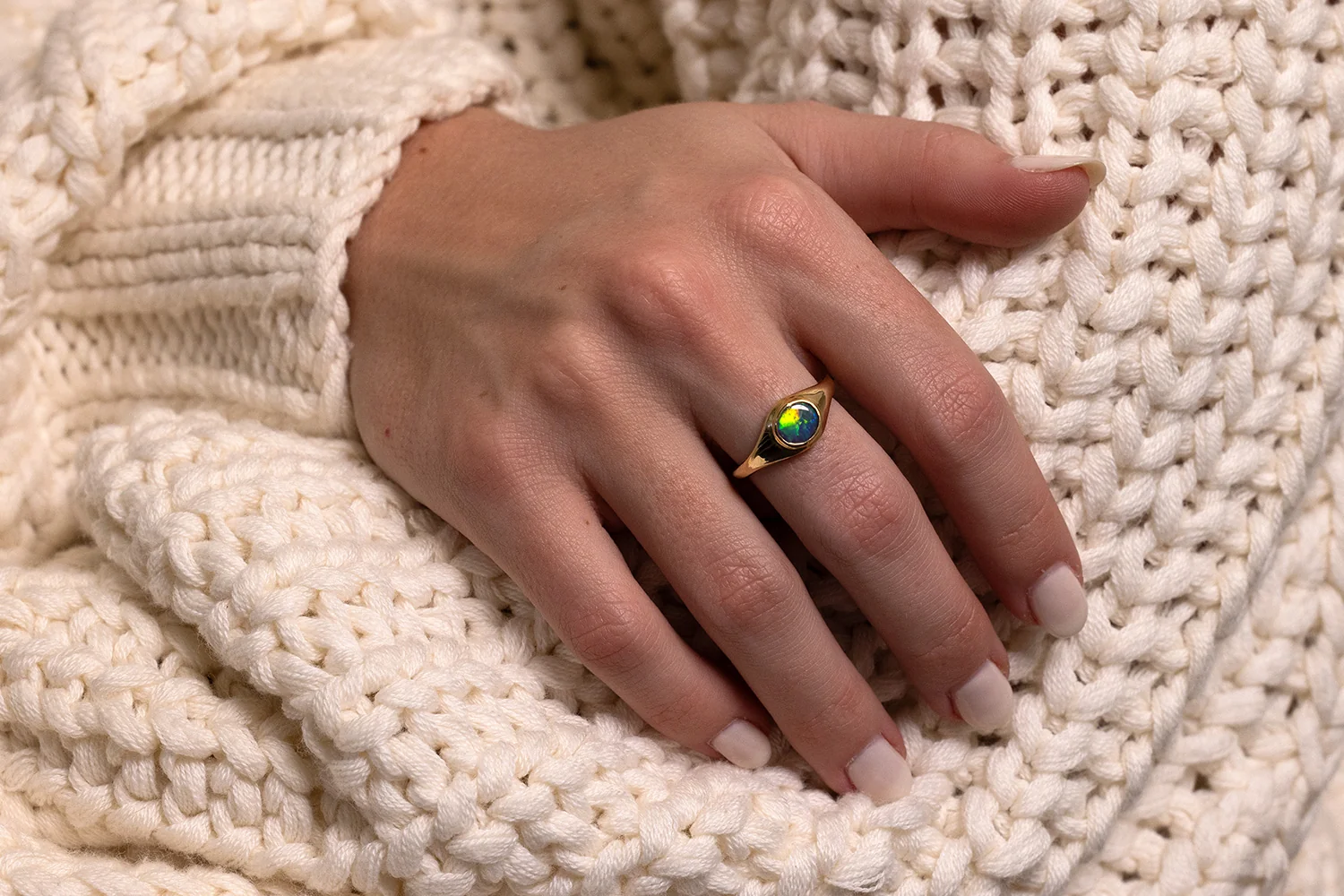 Stephanie Ring Yellow Gold with 0.56ct Black Opal - Image 2