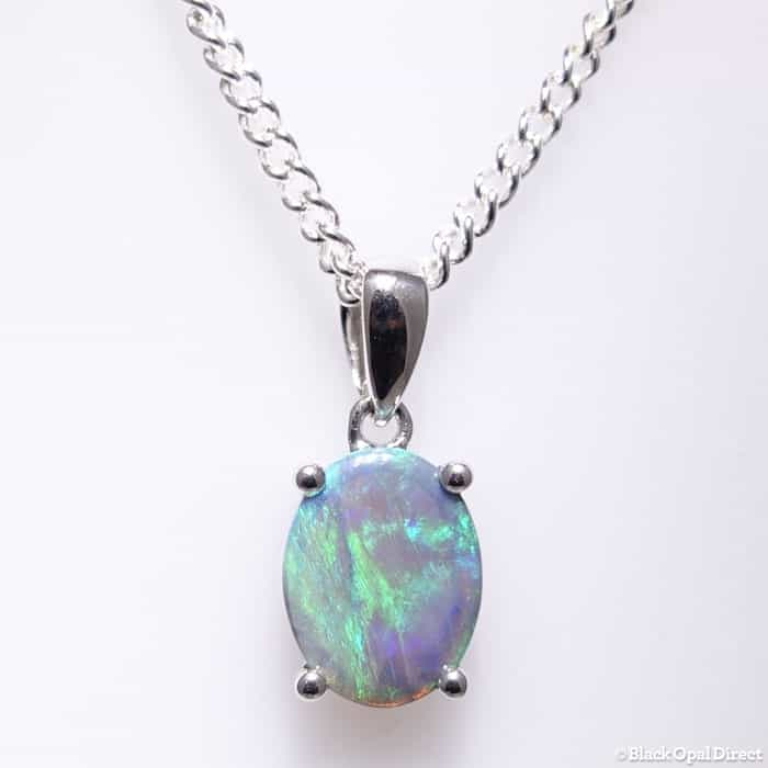 Sterling silver solid black opal pendant