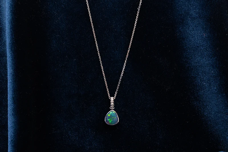 Tatiana Diamond Necklace 18kt White Gold with 1.74ct Black Opal - Image 2