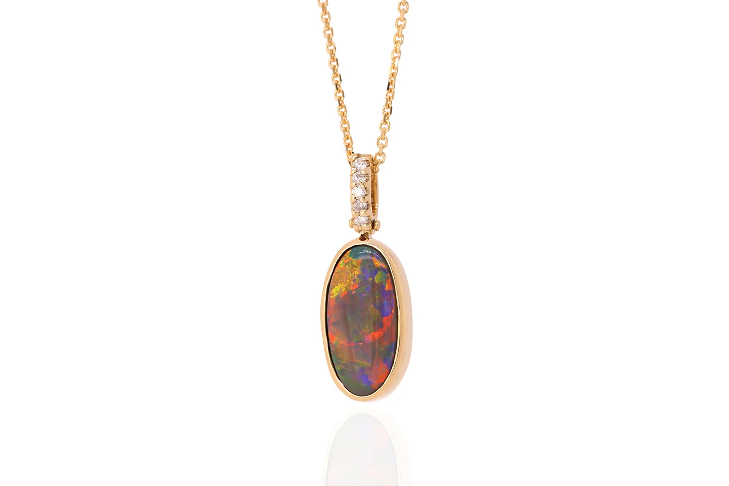 Tatiana — 18kt Yellow Gold 3.66 ct Black Opal Diamond Pendant - Image 3