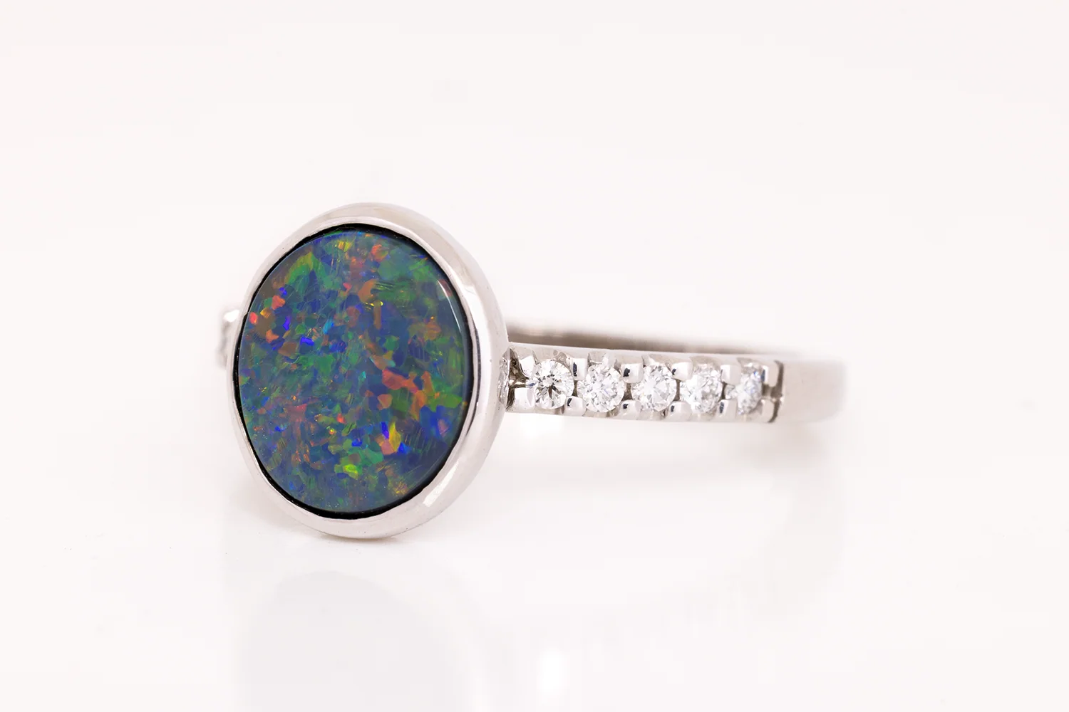 Tatiana Diamond Ring White Gold with 1.74 ct Black Opal - Image 3