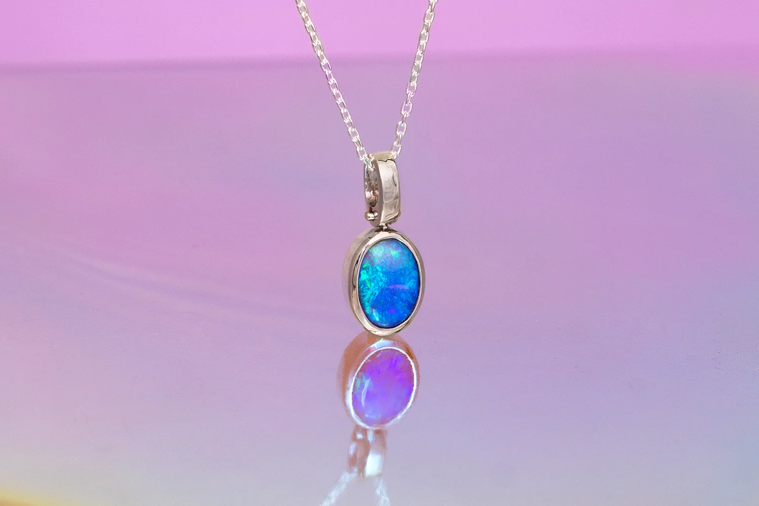 Tatiana Necklace Sterling Silver with 1.91 ct Dark Opal