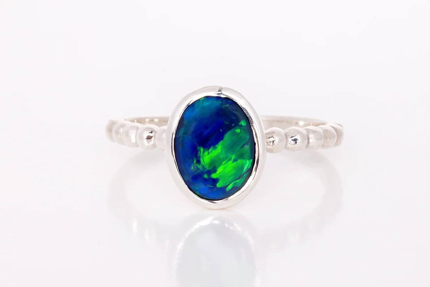 Tatiana Ring Sterling Silver with 1.38 ct Black Opal