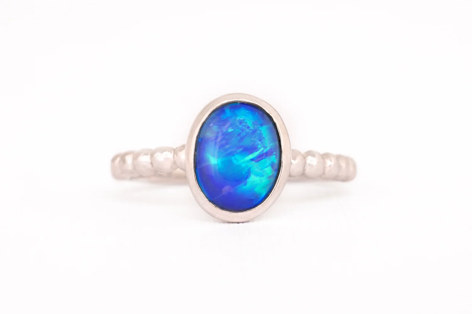 Tatiana Ring White Gold with 1.47ct Black Opal